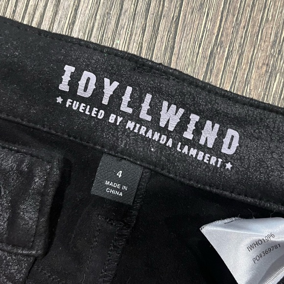 Idyllwind Miranda Lamber Pants Skinny Low Rise Textured Coated Black Size 4 - Picture 5 of 12